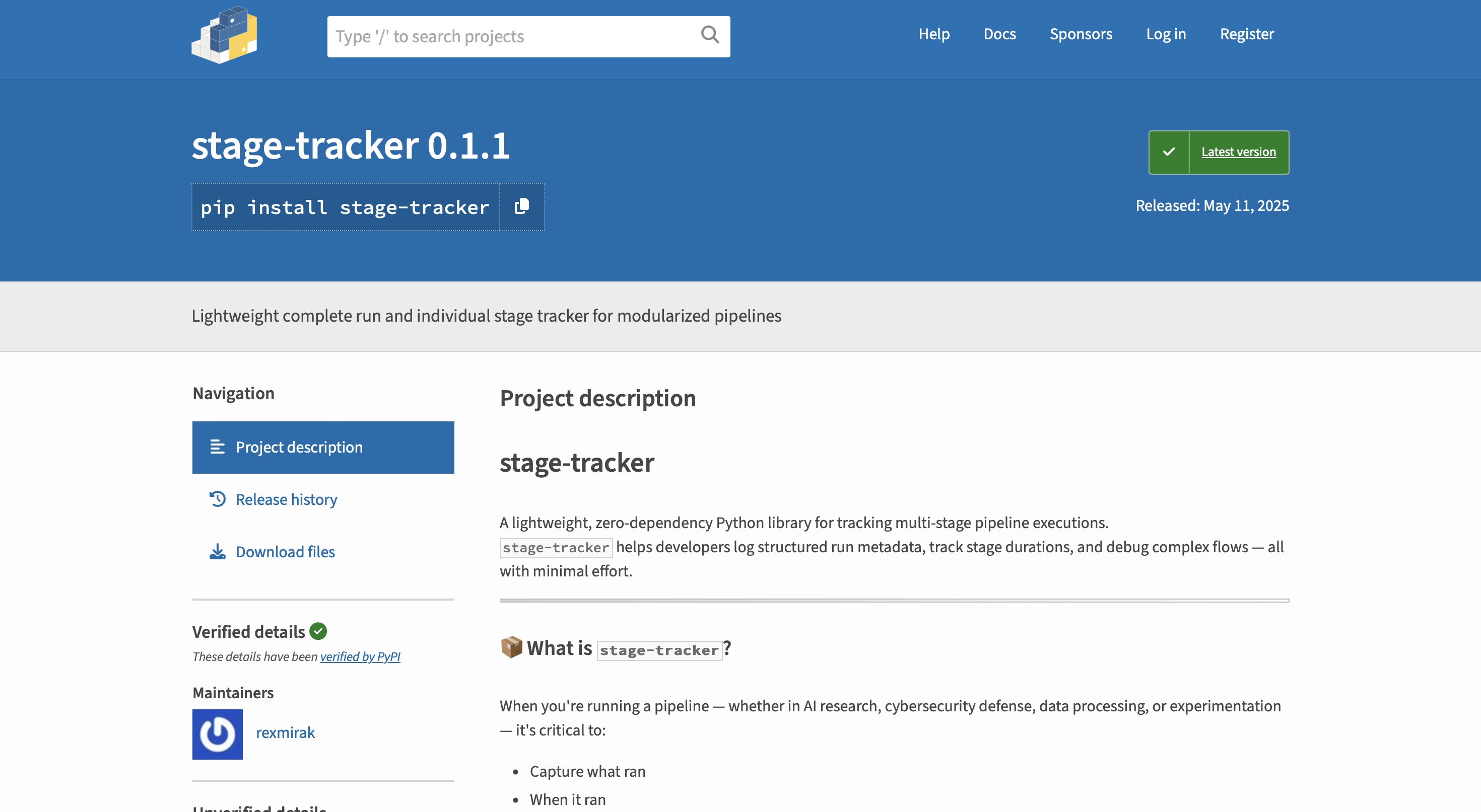 Stage Tracker Pipeline Logging Tool